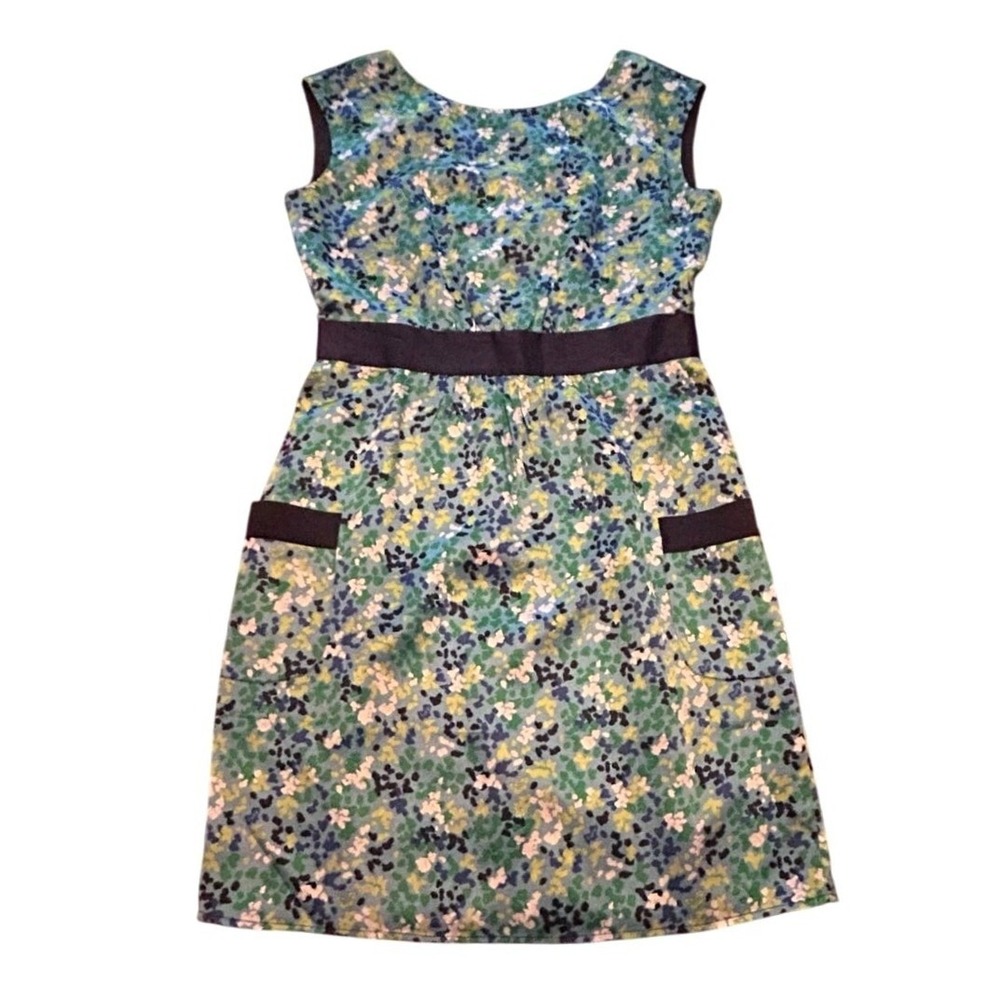 Lilly Pulitzer 100% Silk Floral Shift Dress Womens 10 Green Blue Pockets Spring